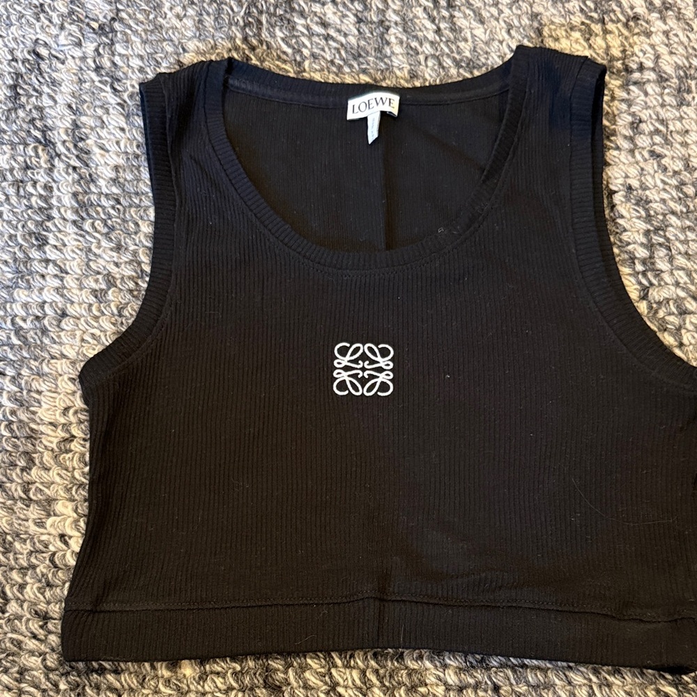 Loewe Black Crop Top with White Logo